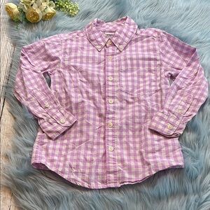 Carters Boys Light Purple White Plaid Pocket Button Down Shirt sz 5